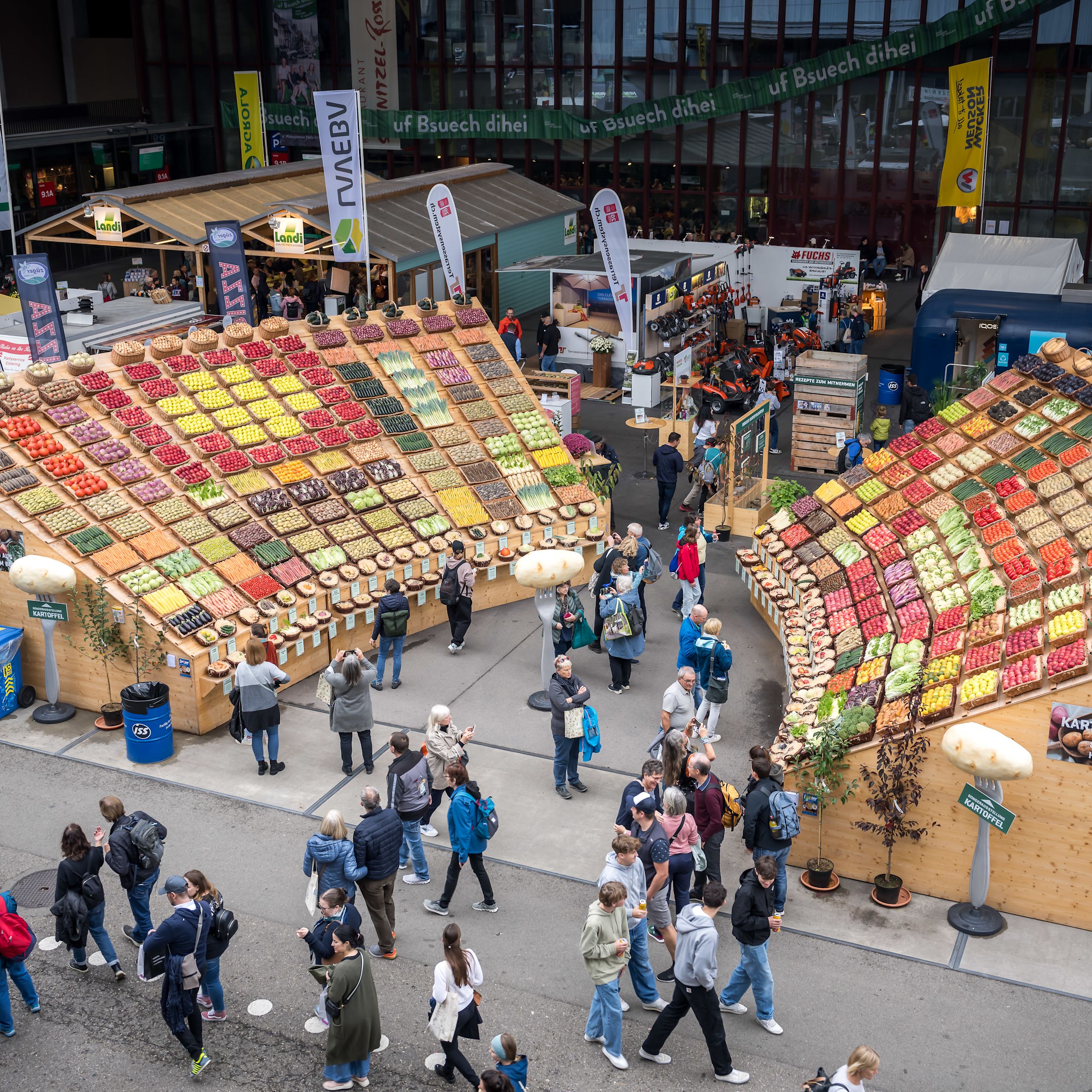Frisches Gemüse wird auf der OLMA ausgelegt, der grössten Schweizer Messe für Landwirtschaft und Ernährung in St. Gallen.