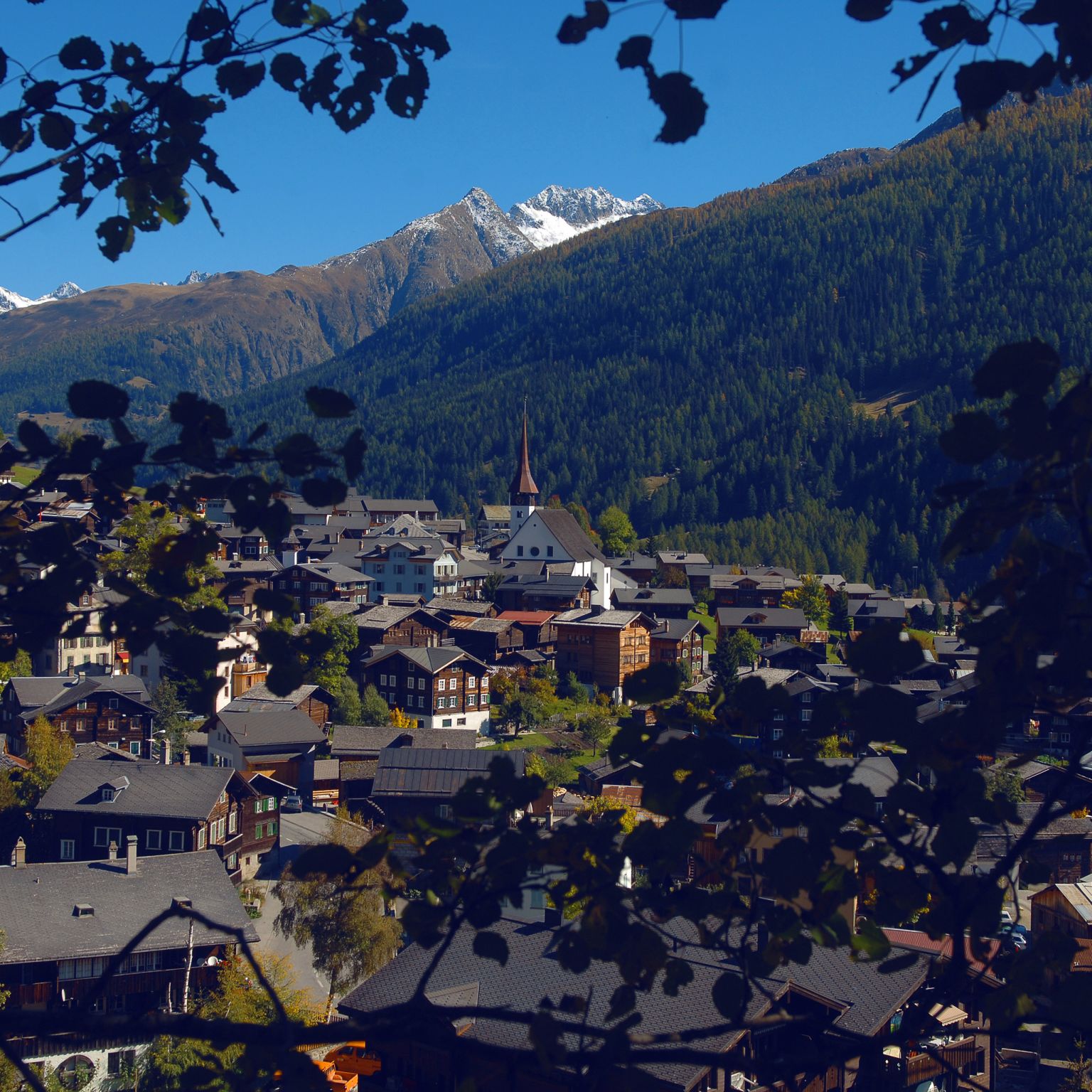 Village Muenster-Geschinen during summer, Valais