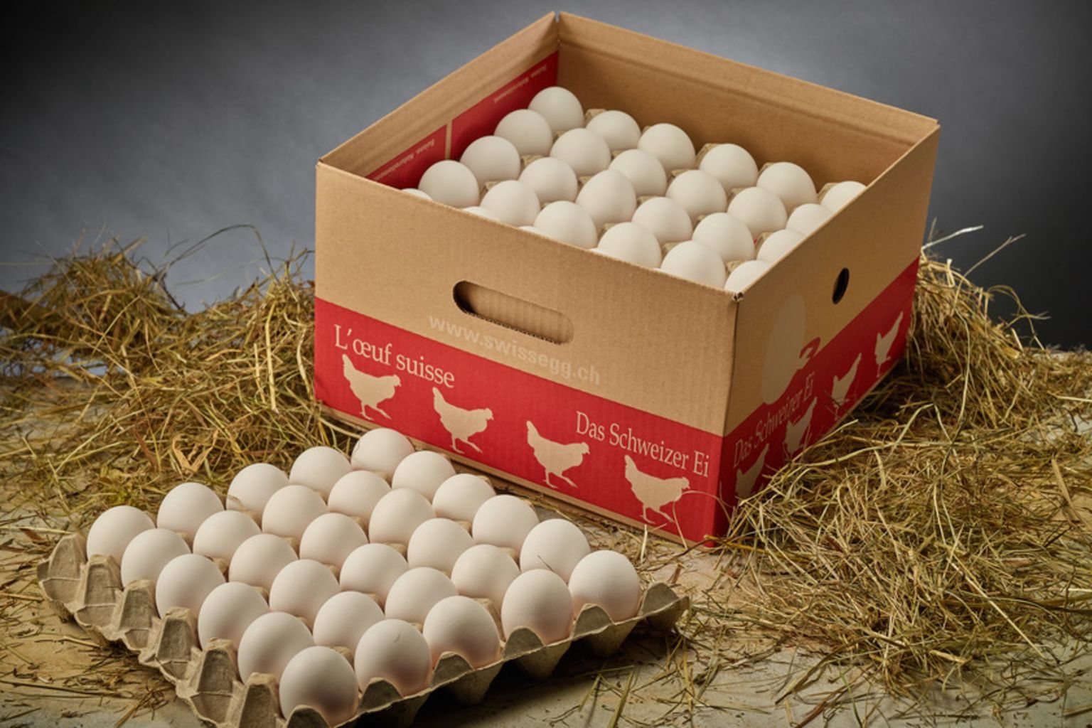 Um das Wohlbefinden der kleinen Arbeitnehmerinnen zu fördern, hält die COCORICO SA in ihren Ställen weniger Hühner als in den Schweizer Standards, den strengsten weltweit, vorgesehen ist, Walli, Schweiz