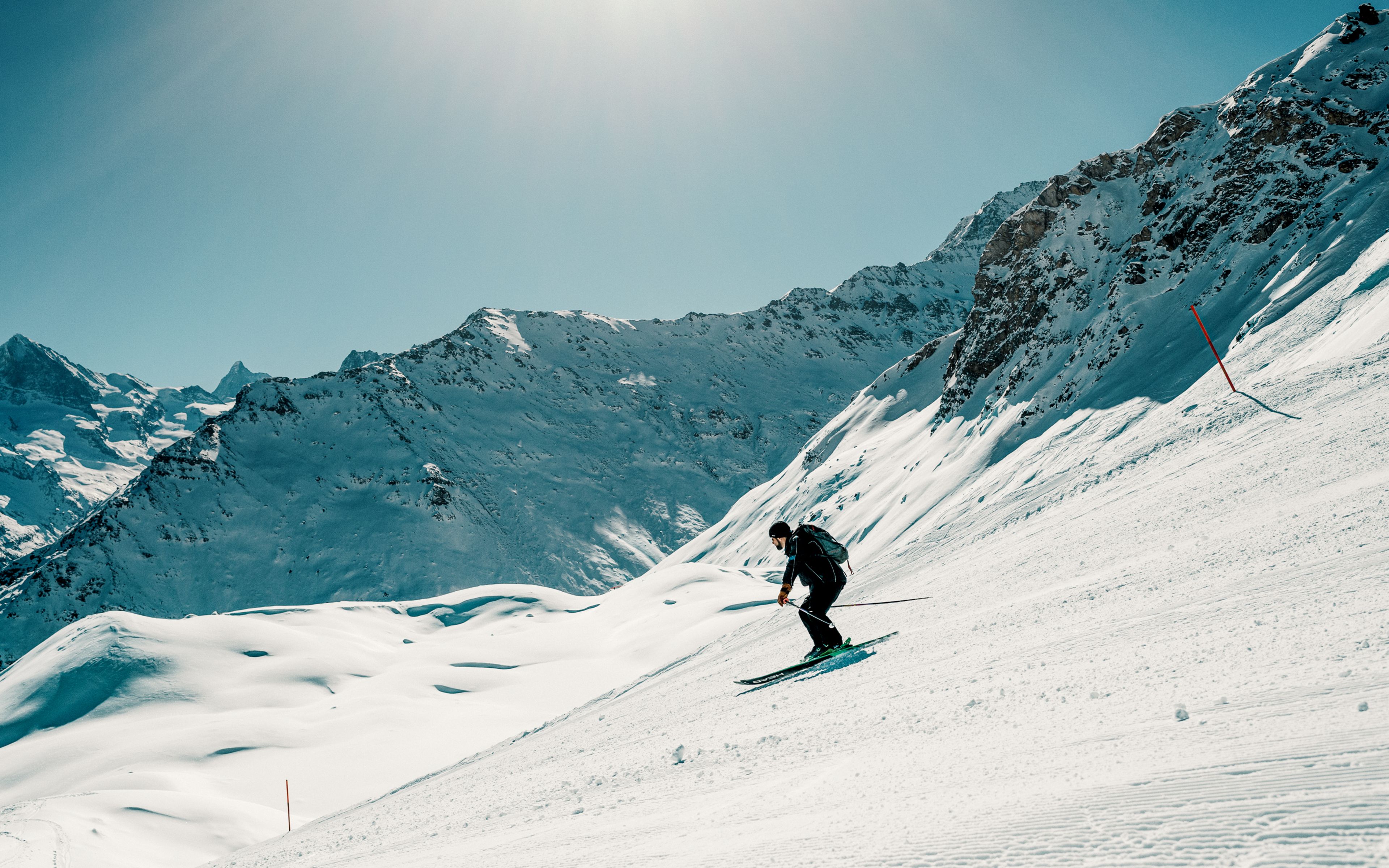 Skiing after work, Valais, Switzerland, Wallis, Switzerland
