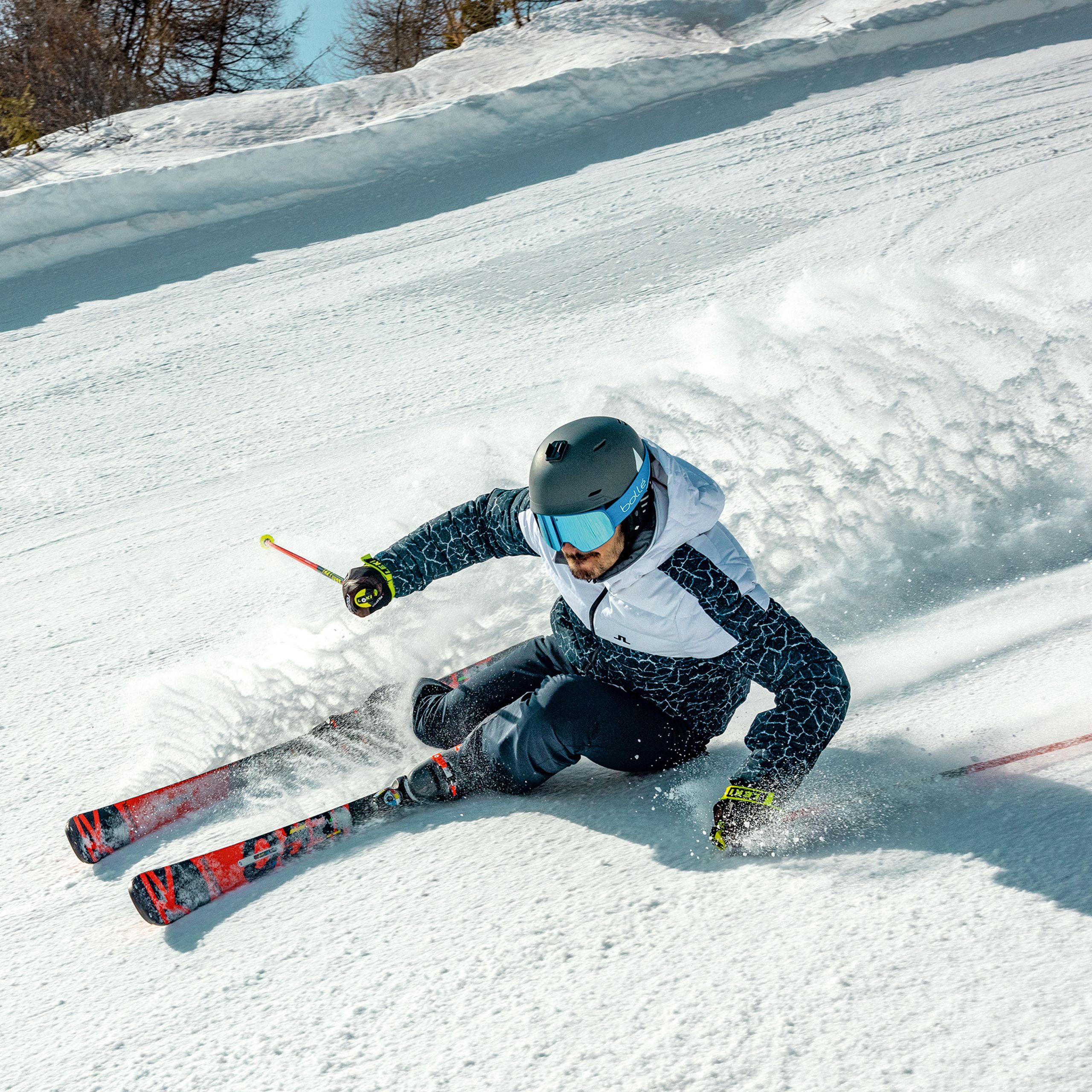Loïc Meillard skiing in Thyon, Valais.