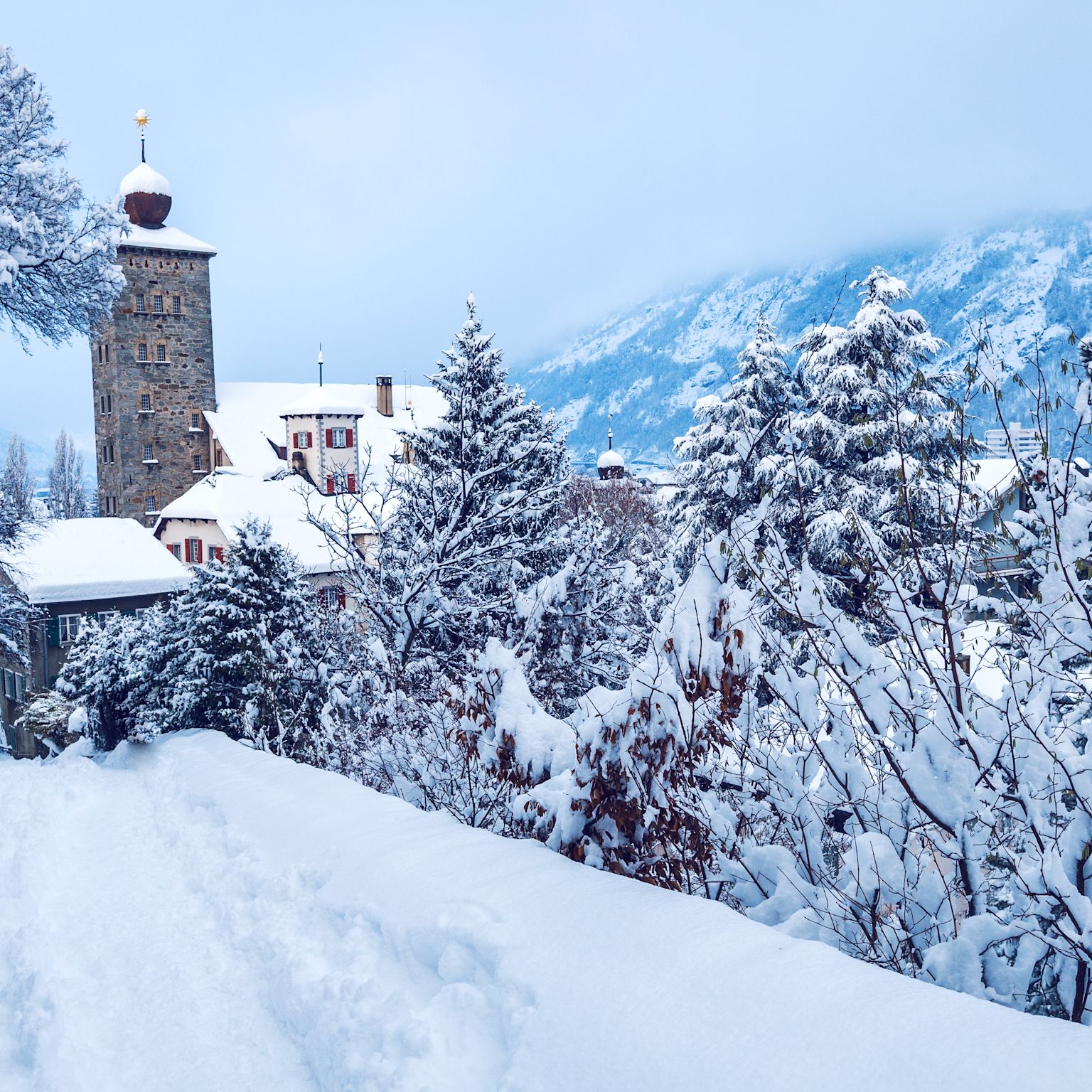 Brig im Winter, Wallis