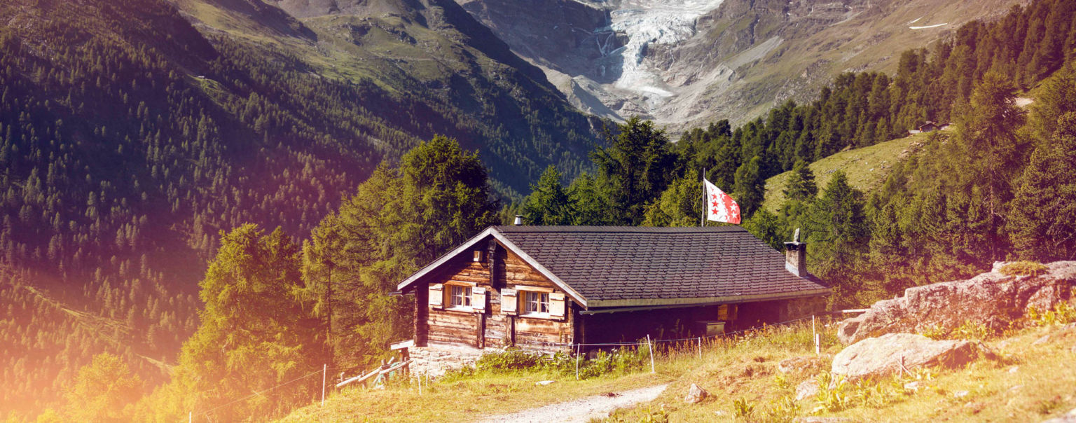 Alphütte im Turtmanntal. Wallis Schweiz