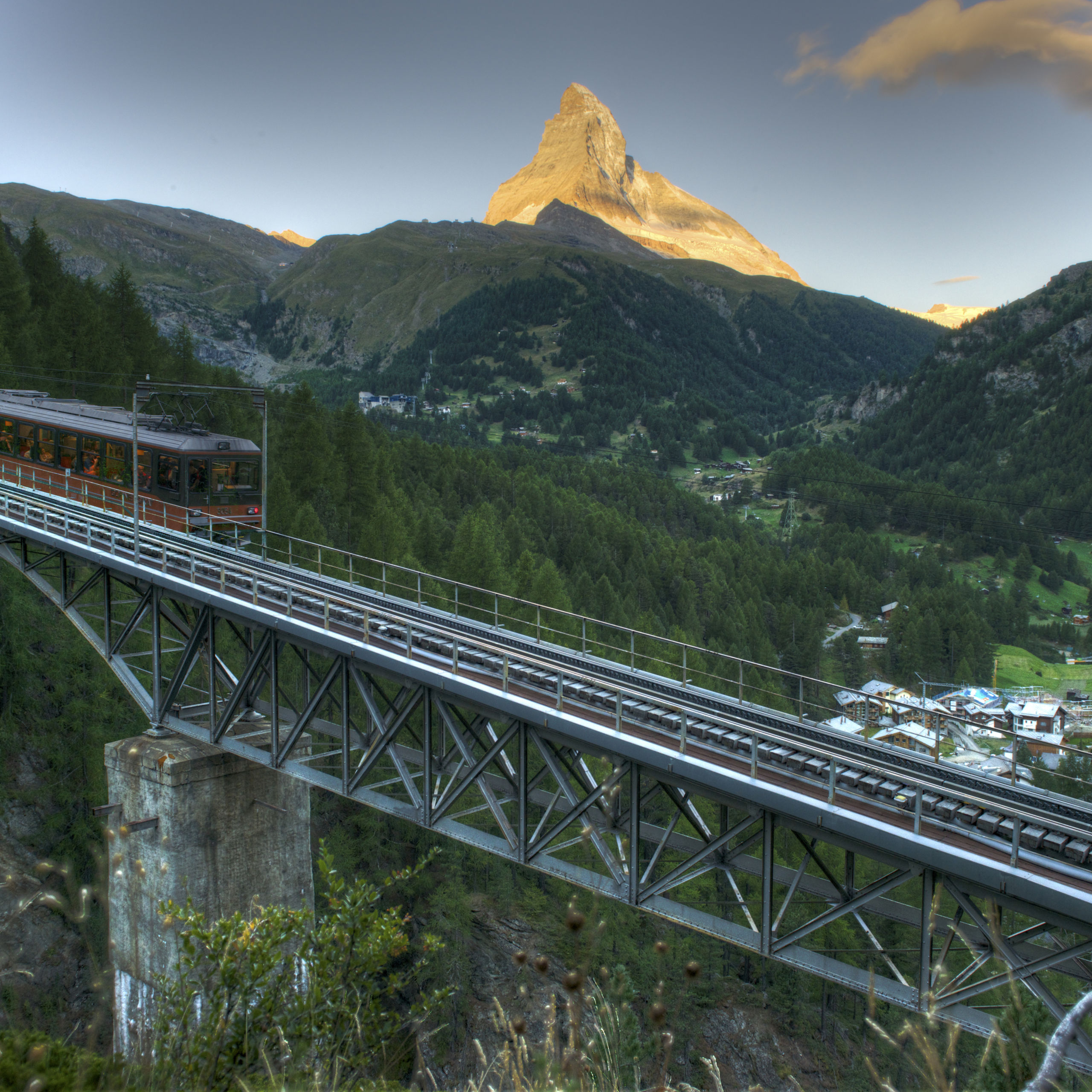 Gornergrat Bahn in Zermatt mit Blick auf das Matterhorn, Wallis