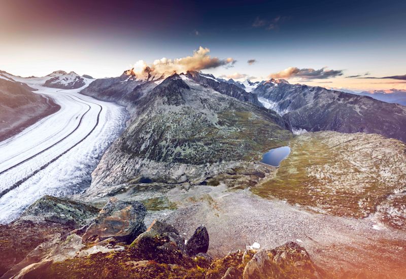 The Great Aletsch Glacier in summer