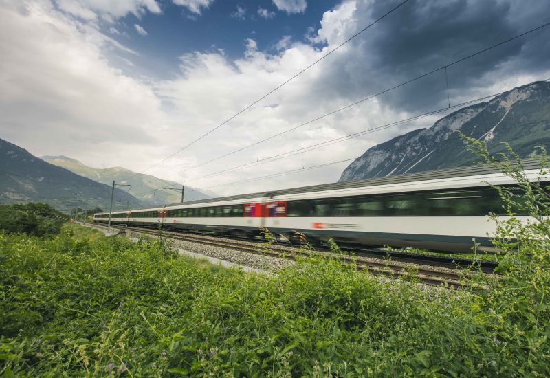 SBB train, Salgesch. Valais, Switzerland