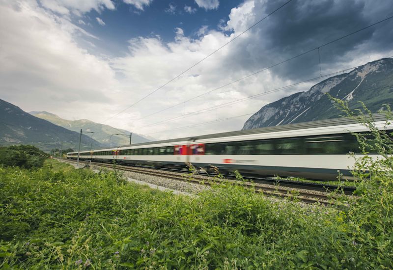 SBB train, Salgesch. Valais, Switzerland