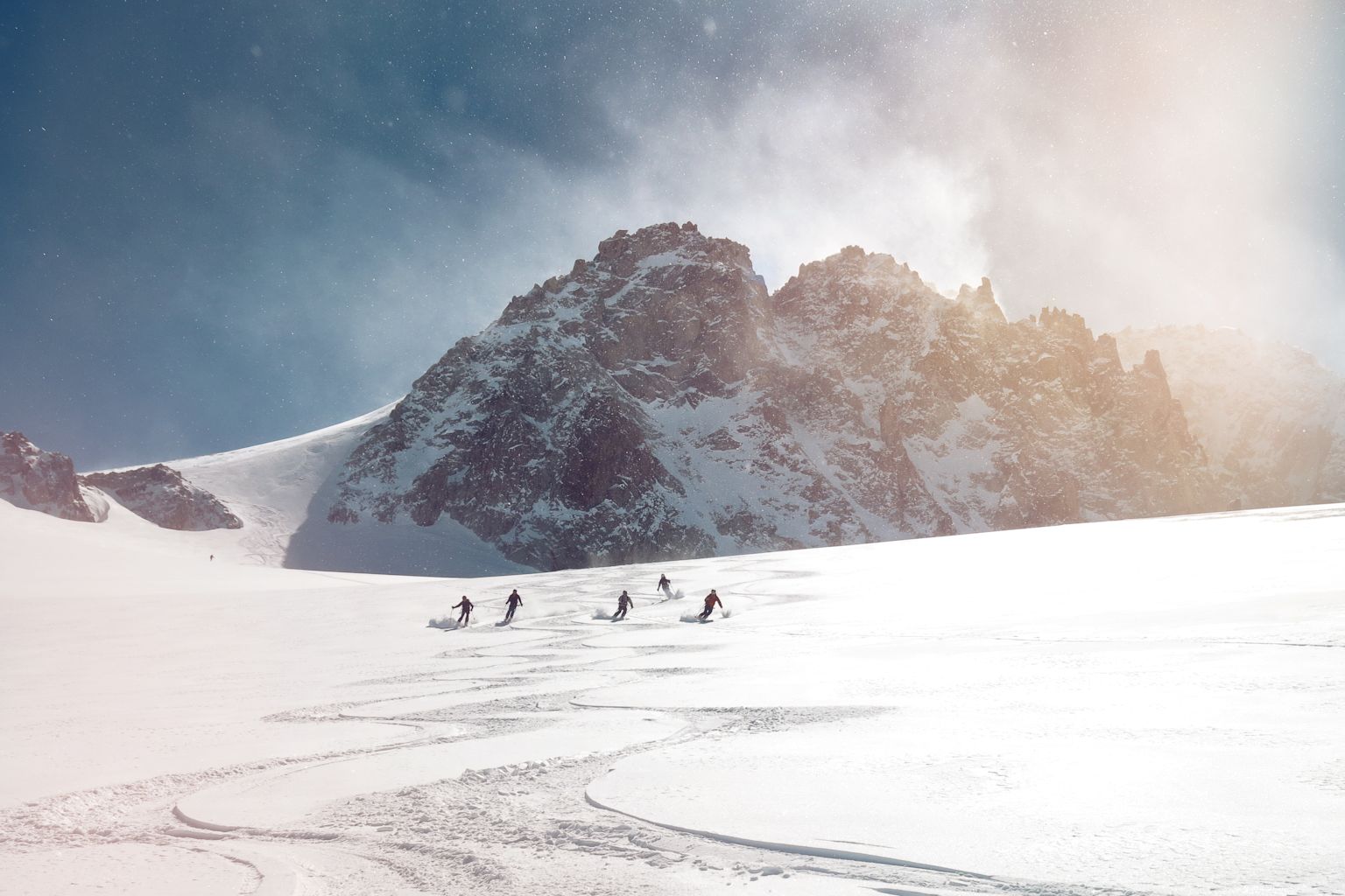 Traumabfahrt im Pulverschnee auf dem Glacier des Grands.