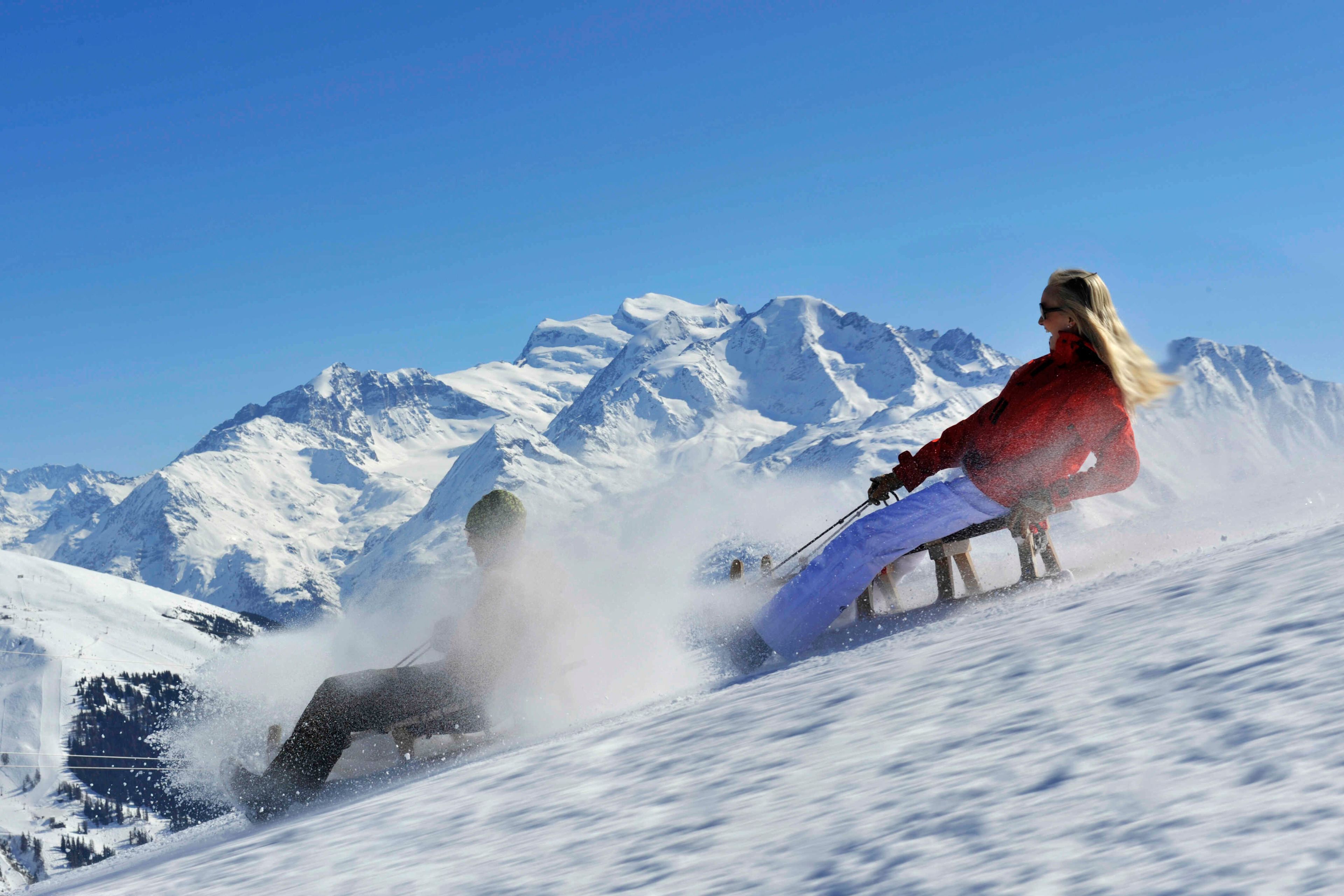 Schlitteln im Gebiet La Tzoumaz