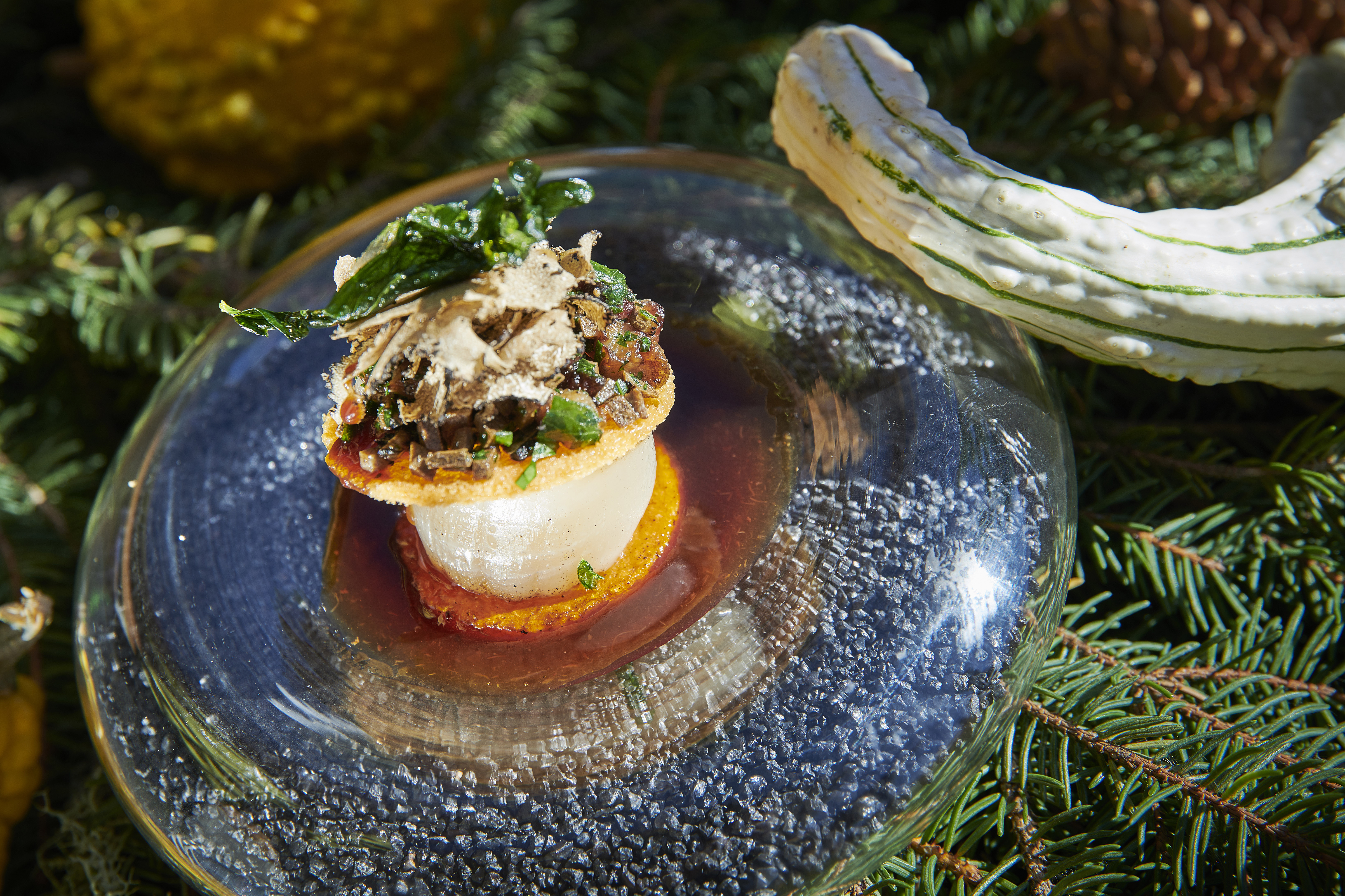 Plat gastronomique de Pierre Crepaud. Valais, Suisse
