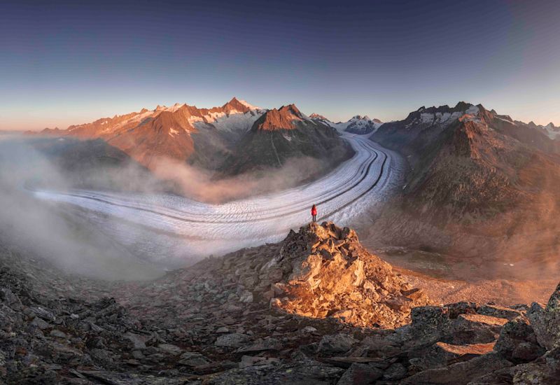 Grand glacier d'Aletsch et Eggishorn, Aletsch Arena, Valais, Suisse