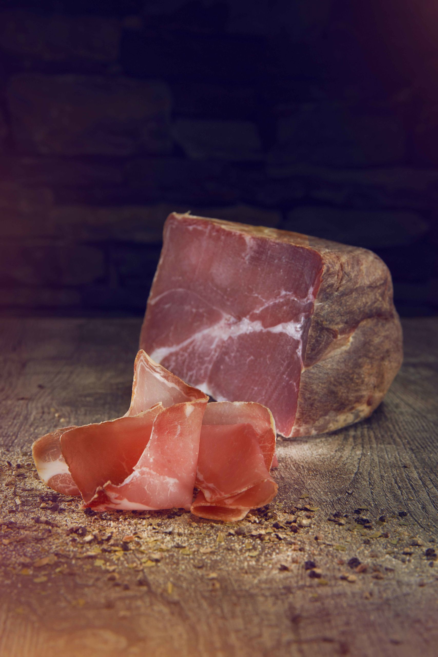Raw ham from the Valais after drying for several weeks, Valais Wallis, Schweiz Suisse