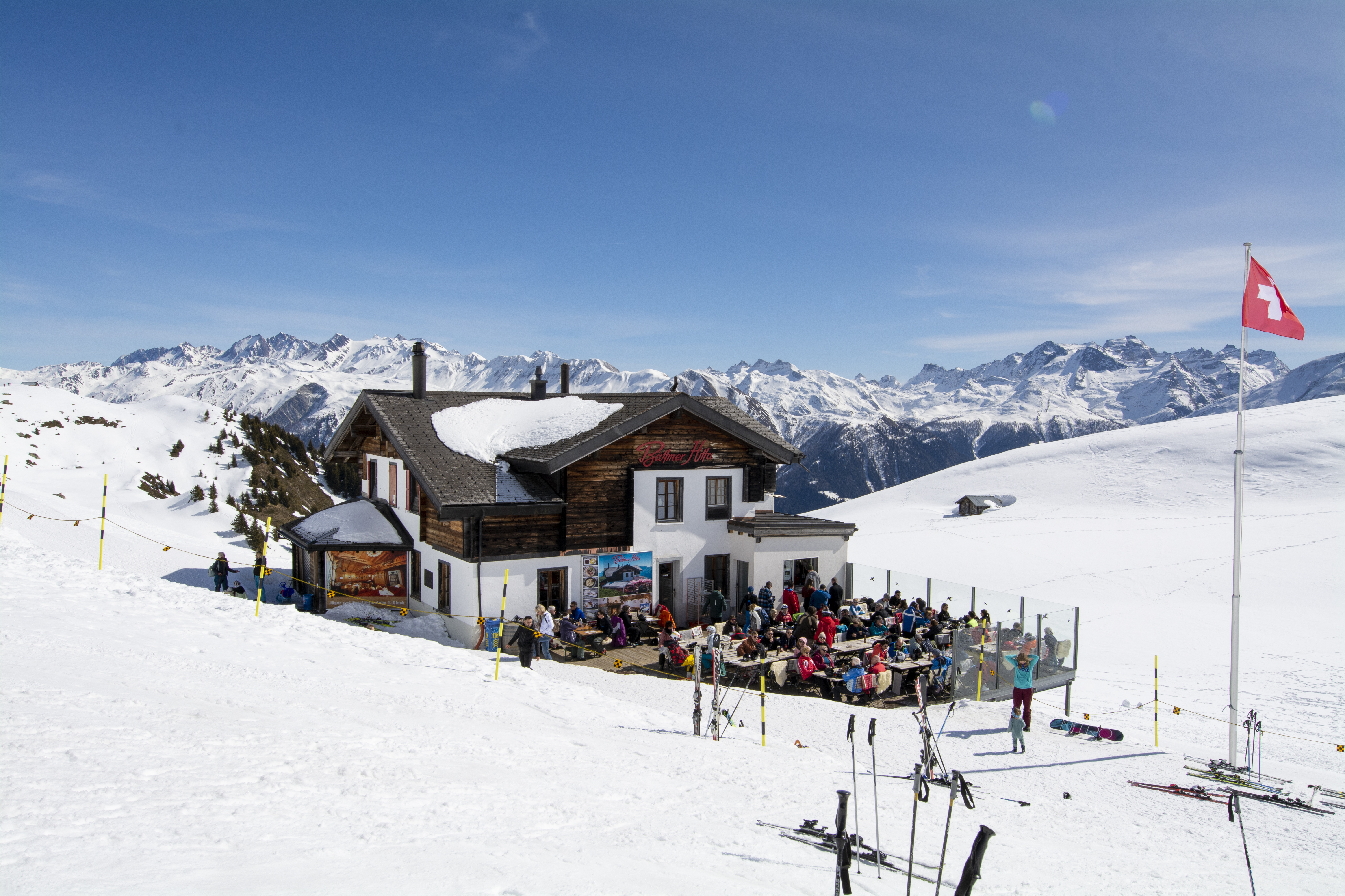Restaurant Bättmerhitta sur les pistes de ski à l’Aletsch Arena, Valais