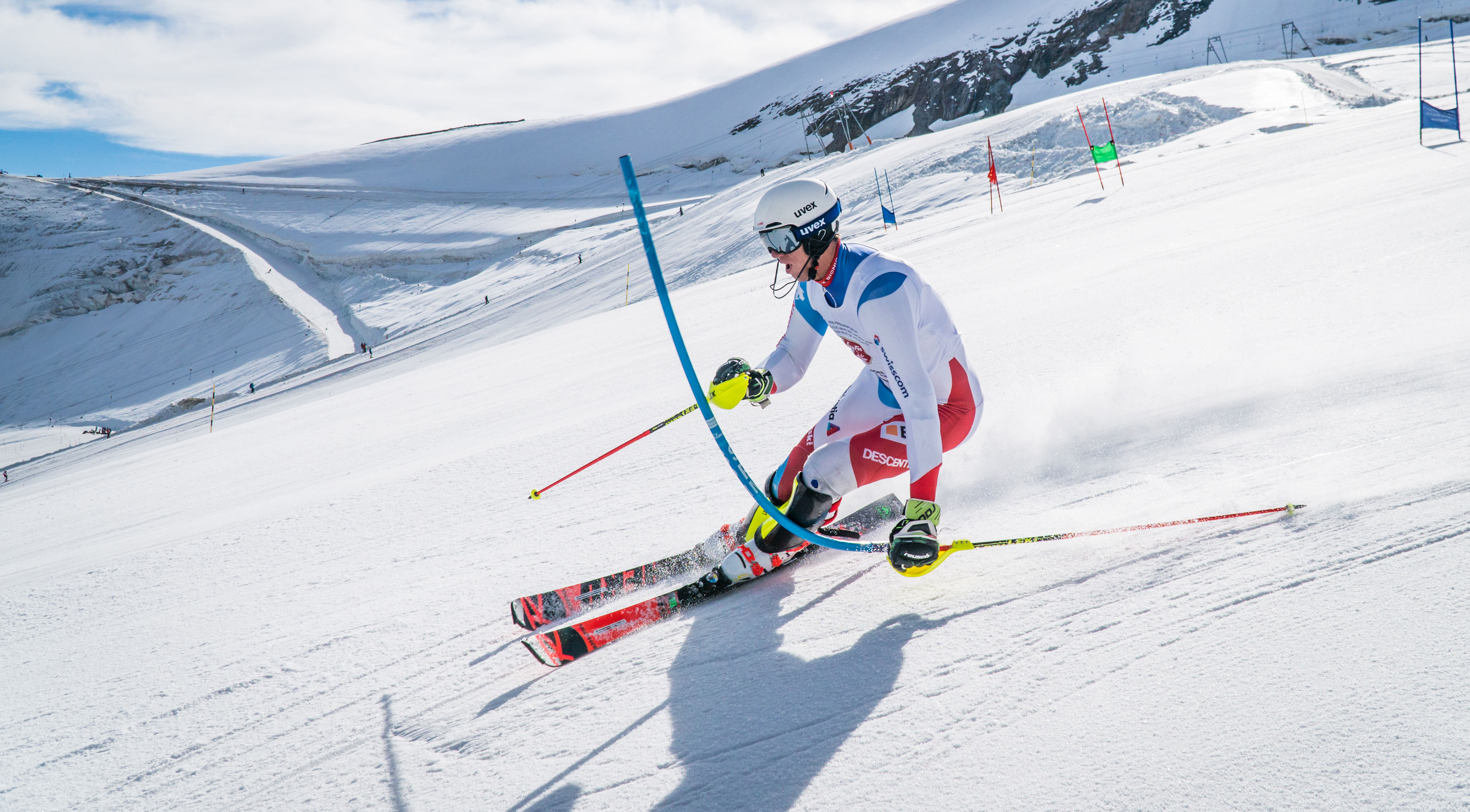 Ramon Zenhäusern à l'entrainement sur le glacier de Saas Fee