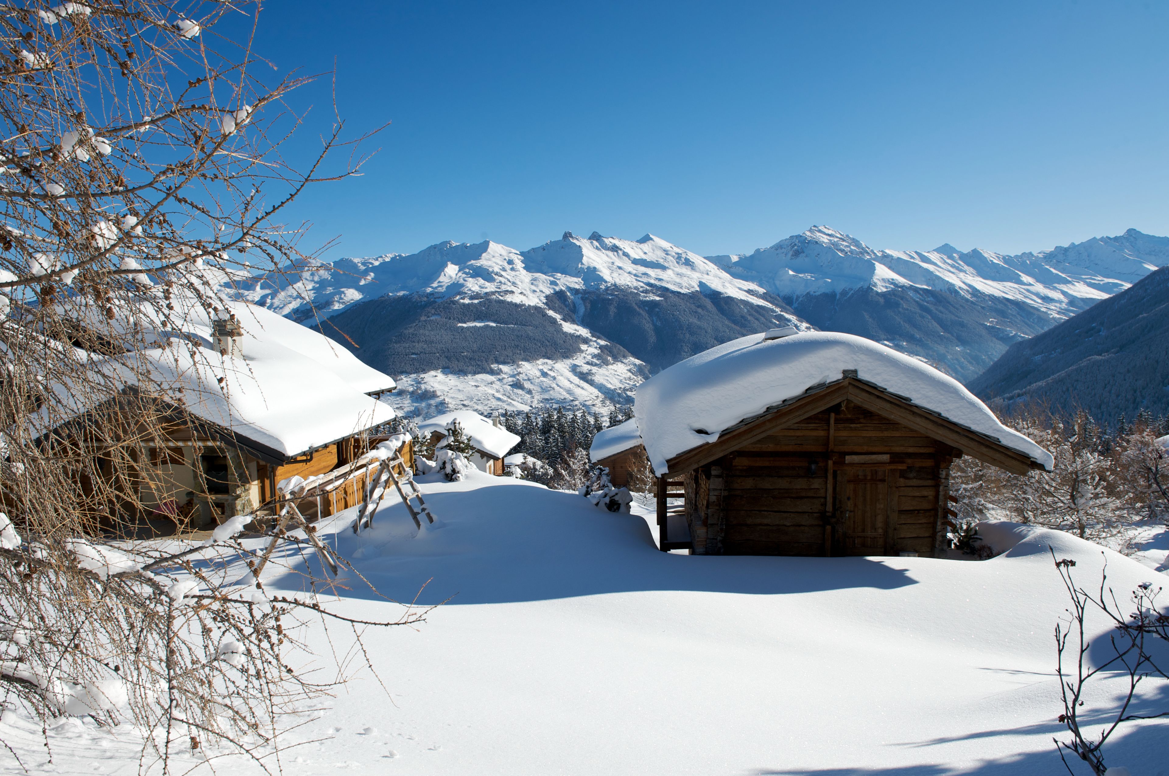 Region Val d'Hérens during winter, Valais