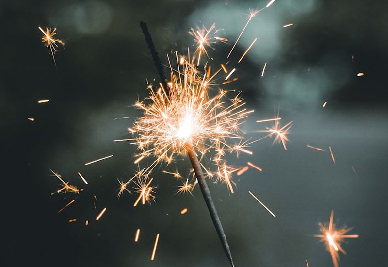 Fireworks in Thyon 2000 for New Year. Valais, Switzerland.