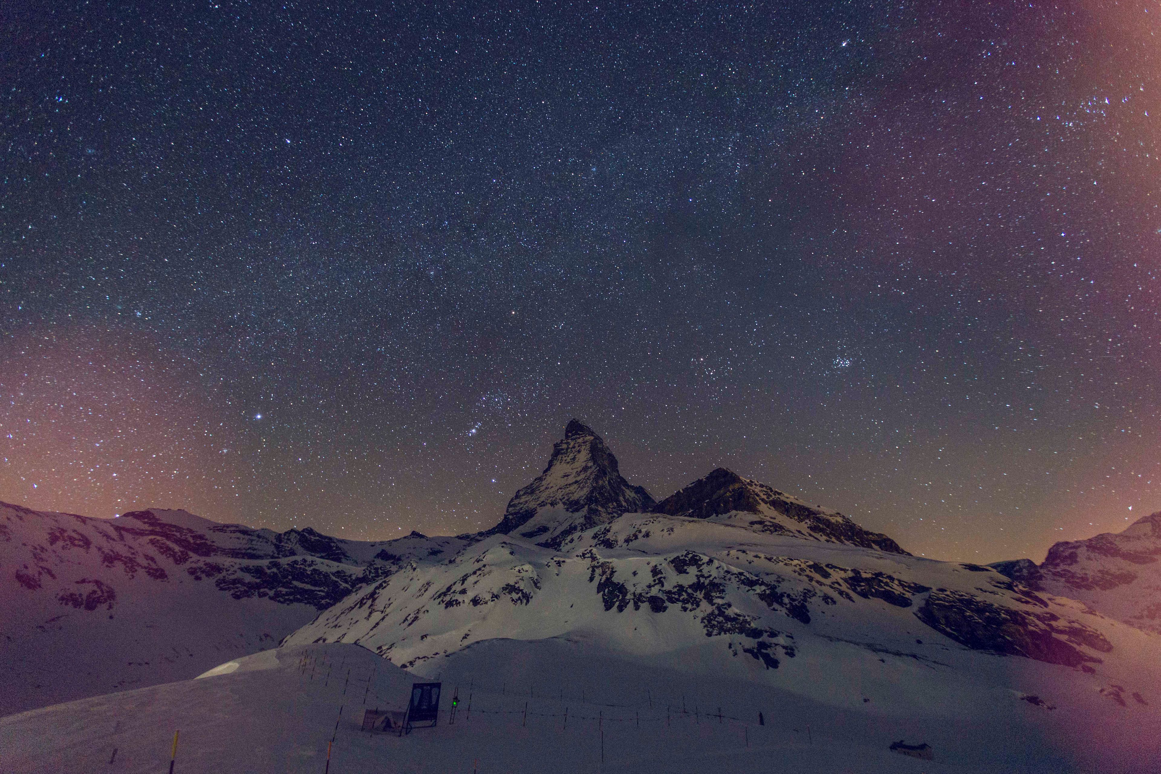 Starry sky over the Matterhorn, Valais, Switzerland