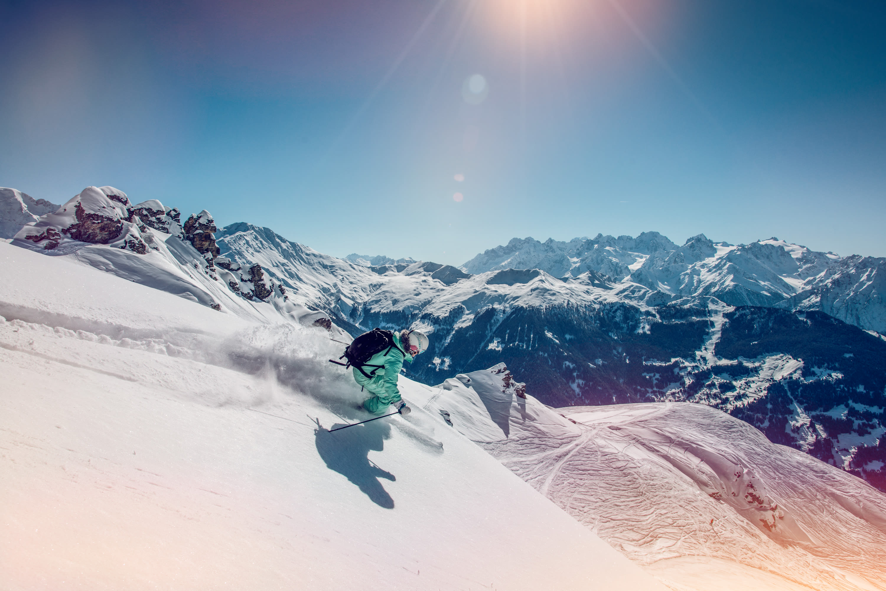 Freeride près de Verbier, hiver en Valais, Ski hors piste