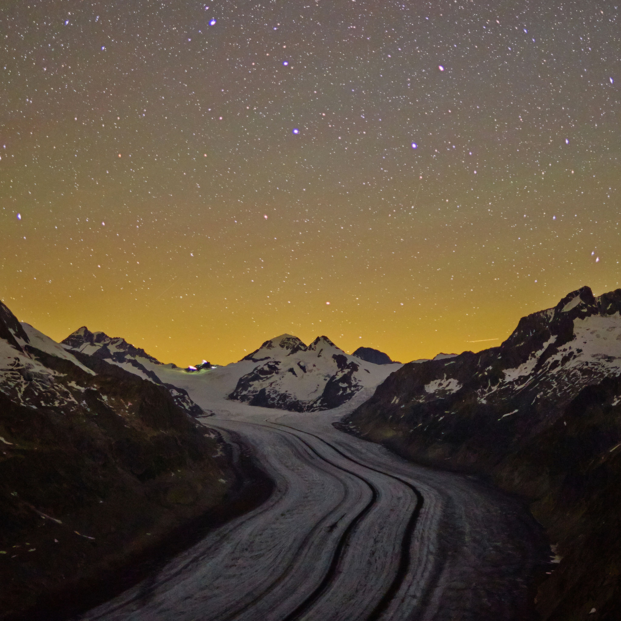Glacier d'Aletsch de nuit, Aletsch Arena, Valais
