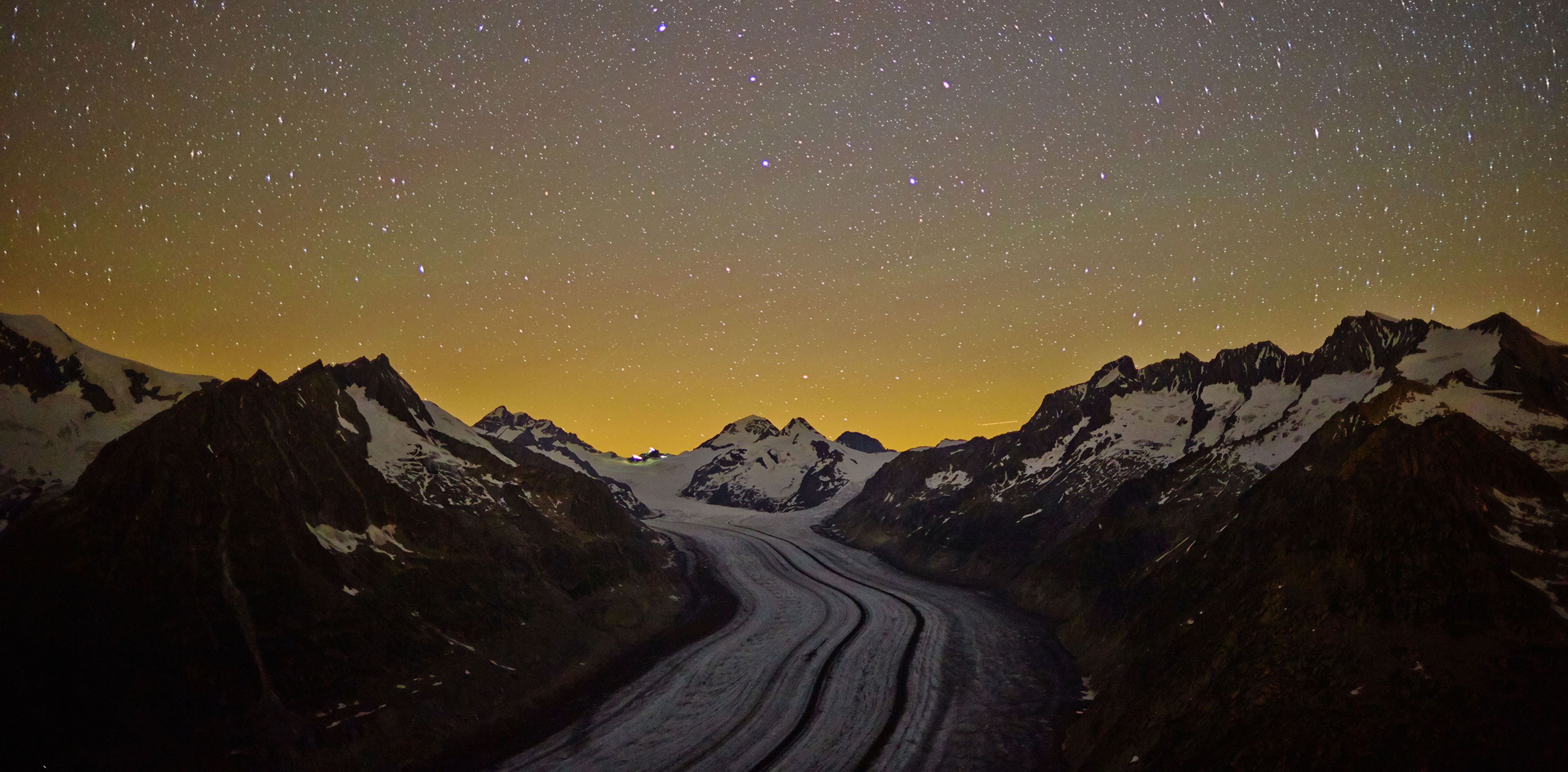 Aletschgletscher bei Nacht, Aletsch Arena, Wallis