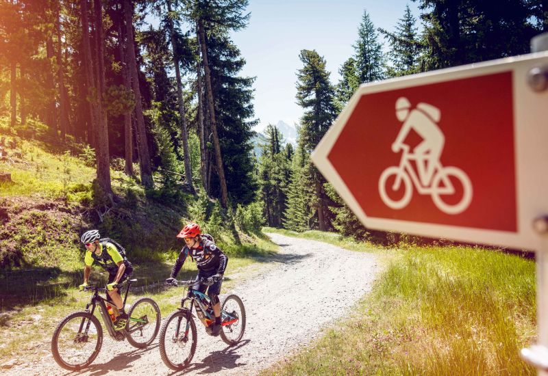 Signage to guide e-bike riders to find their way, Valais Switzerland