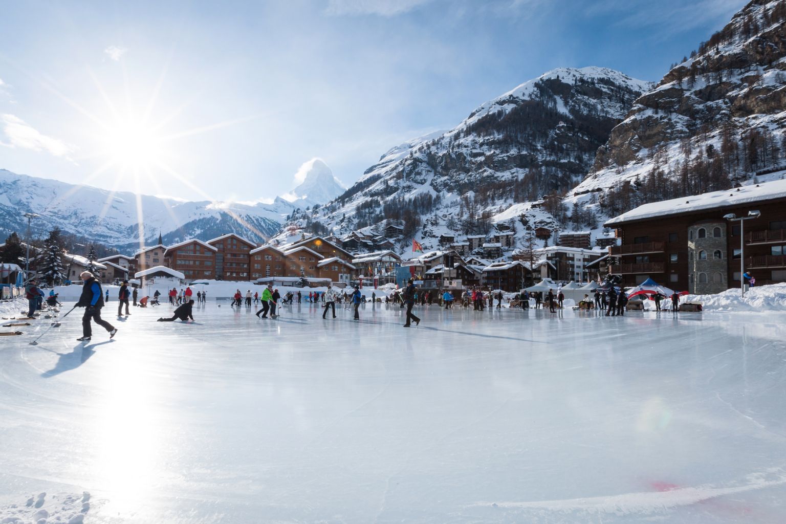 Natural ice rink in Zermatt, Valais