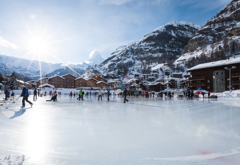 Natural ice rink in Zermatt, Valais