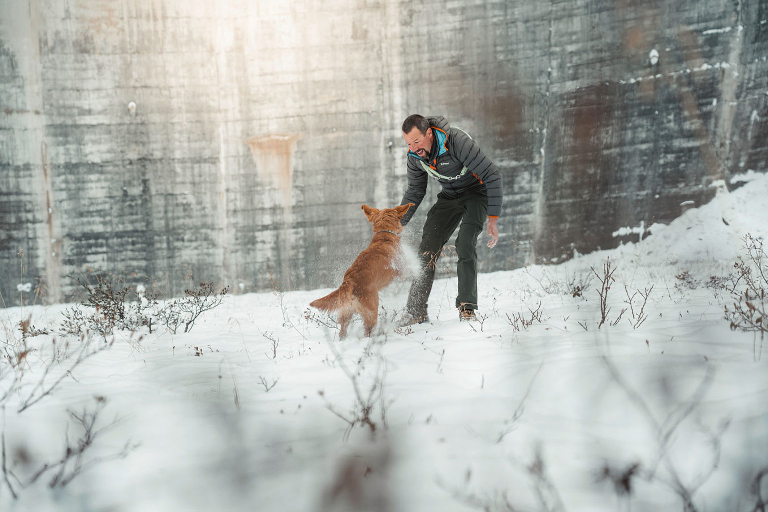Flo and his avalanche dog, Valais, Switzerland