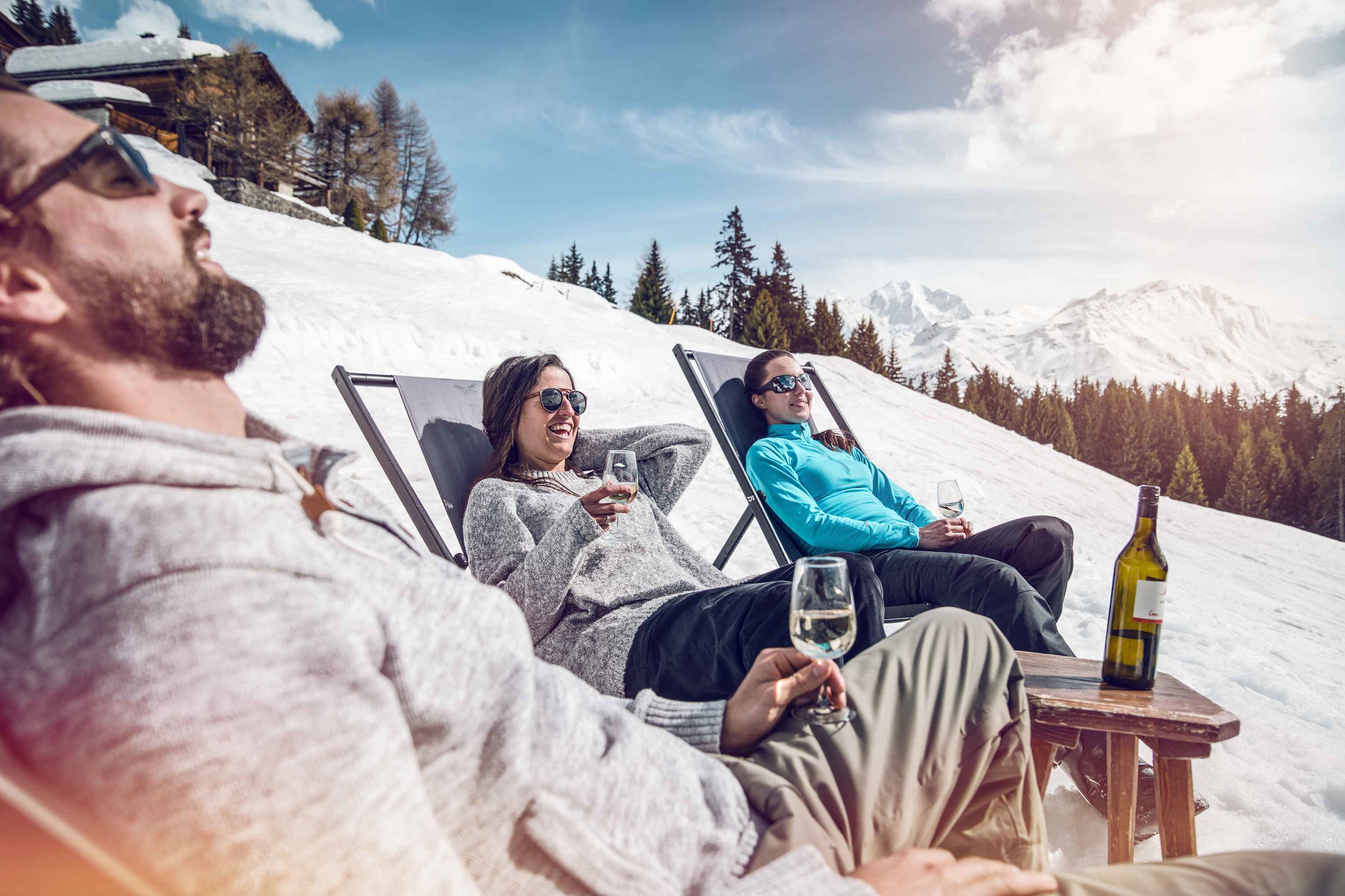 Entspannung nach einem Skitag, Après-Ski, Verbier Valais Wallis Schweiz Suisse