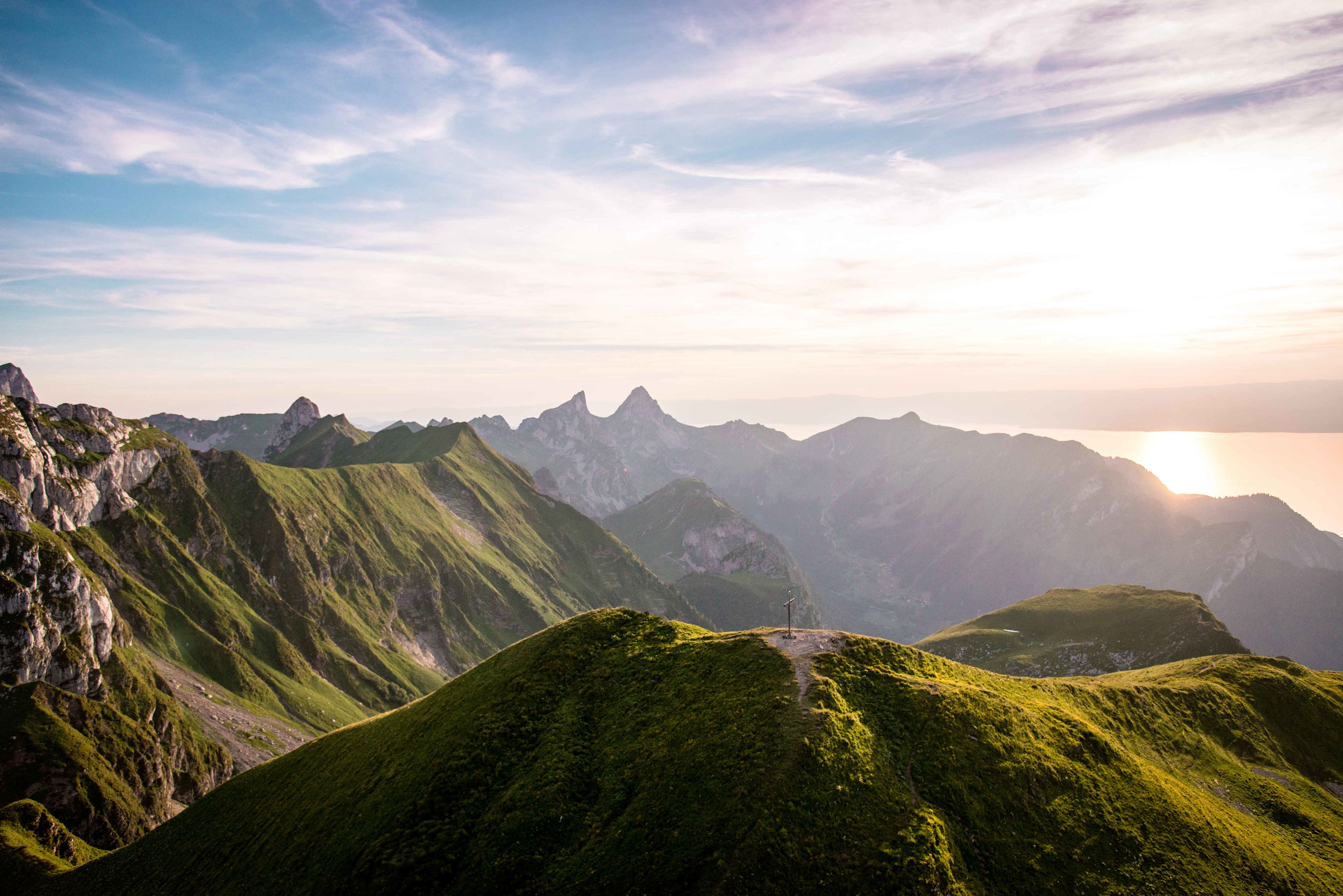 Mountain peaks in the Grammont sector in the Chablais region.
