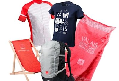 Chaise longue, t-shirt, linge, sac à dos, boutique Valais, suisse
