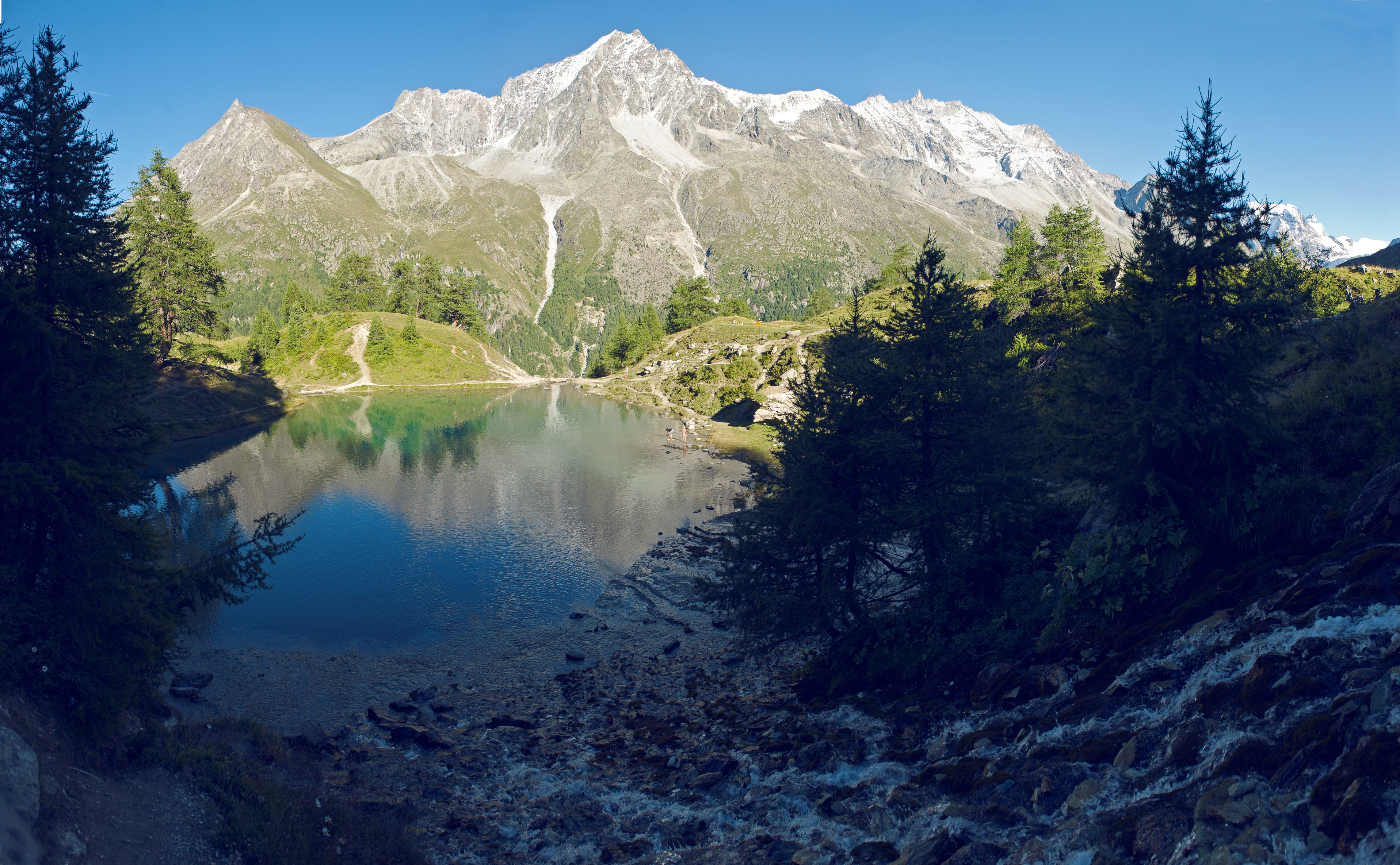 Swiss mountain lake winter sunrise art print, Lac Bleu store Arolla Valais Switzerland, landscape photography wall art, home office decor