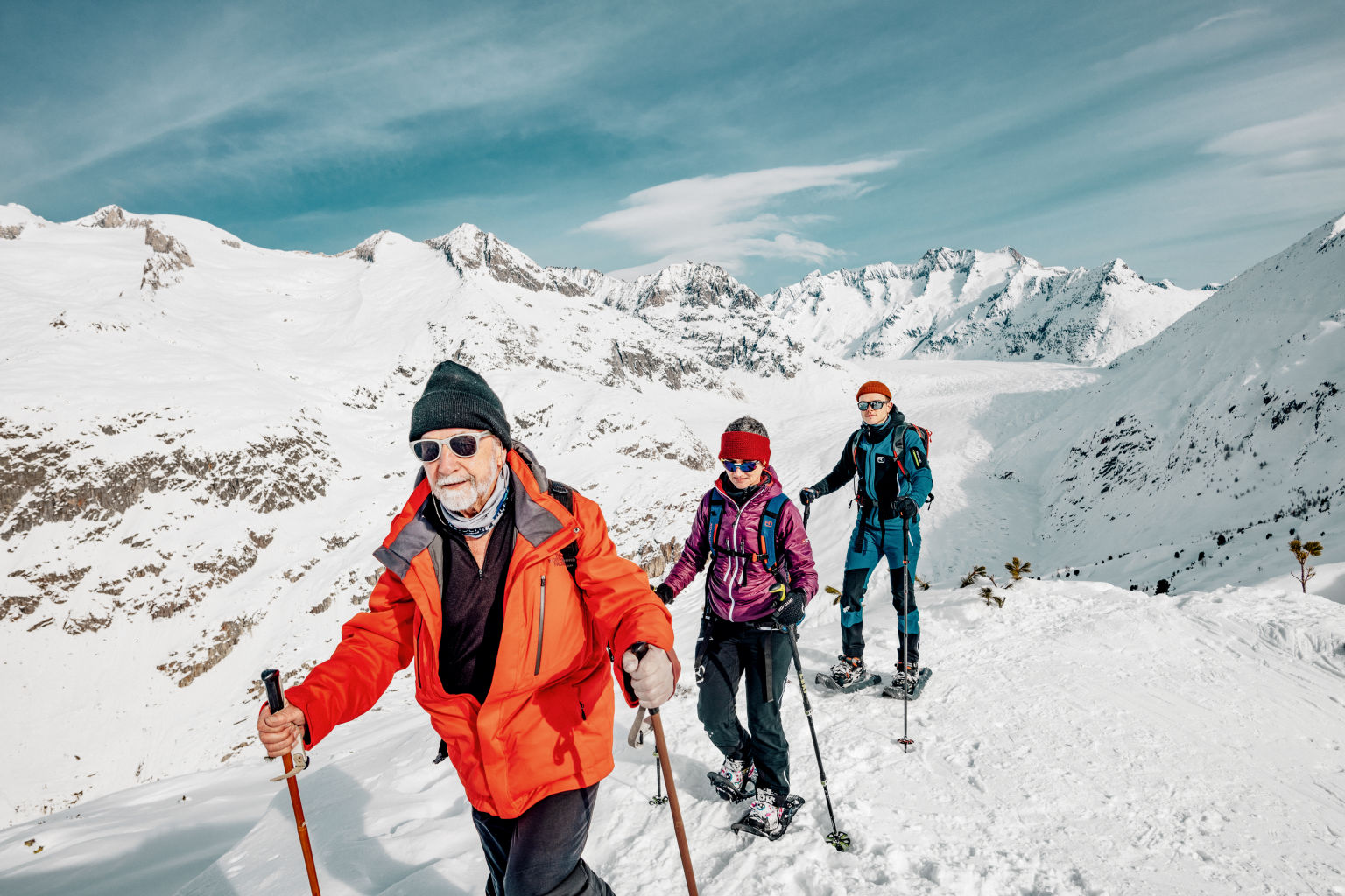 Berge, Gletscher, Schnee – und viel frische Luft: Schneeschuhtour in der Aletsch Arena, Wallis Schweiz