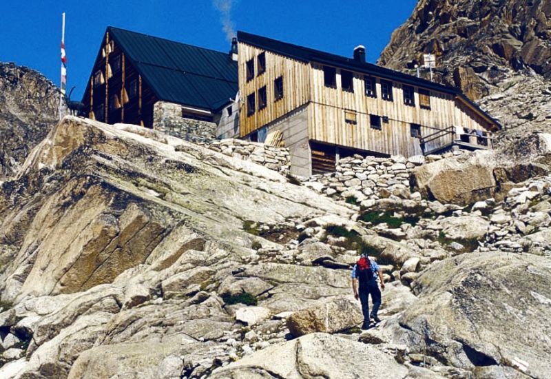 Cabane d'Orny CAS, mountain hut at the swiss alps in Valais