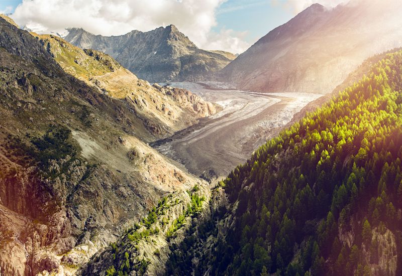 Aletsch Glacier with north side of the Eggishorn, Aletsch Arena, Valais