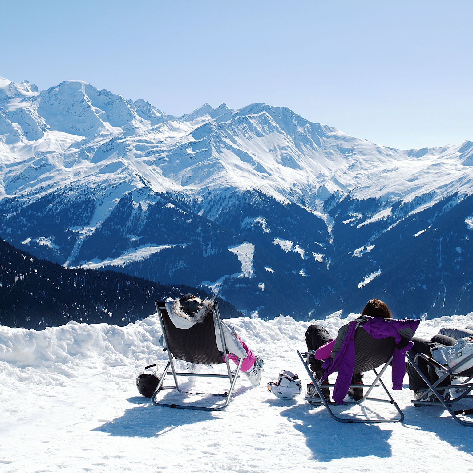 Region La Tzoumaz - Mayens-de-Riddes during winter, Grand Combin, Valais