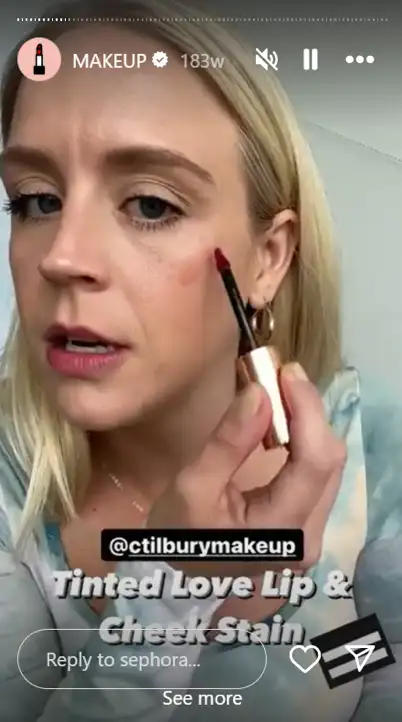 Sephora’s Instagram Stories featuring product how-tos.