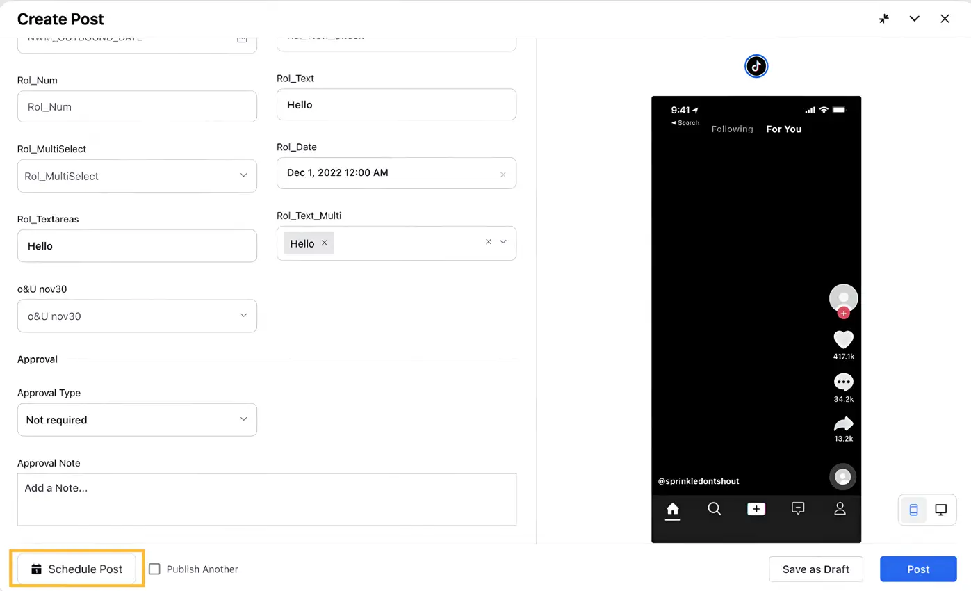 Sprinklr’s Social Media Scheduler and Publisher lets you schedule posts on TikTok using the Smart Scheduler.