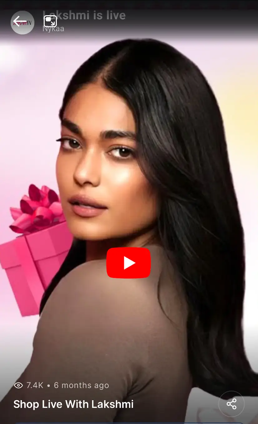 Live shopping session on Nykaa's Instagram with a beauty influencer demonstrating products