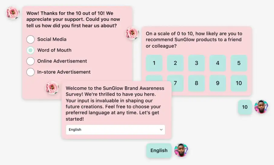 AI-powered conversational survey software powered by Sprinklr Insights