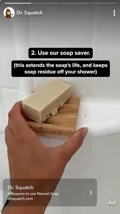 Snapchat story video ad example.