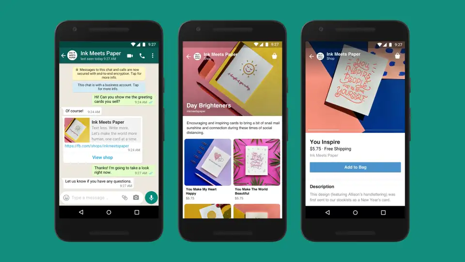 Ink Meets Paper’s Facebook Shop with clickable product categories  