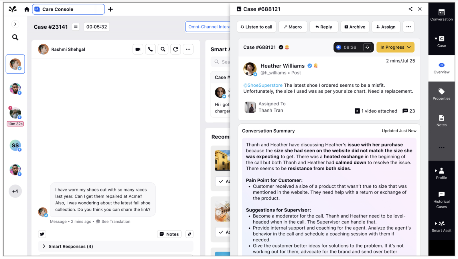 Sprinklr AI+ summarizes conversations