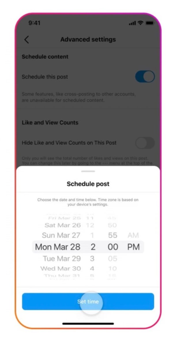 Instagram Scheduler to schedule posts