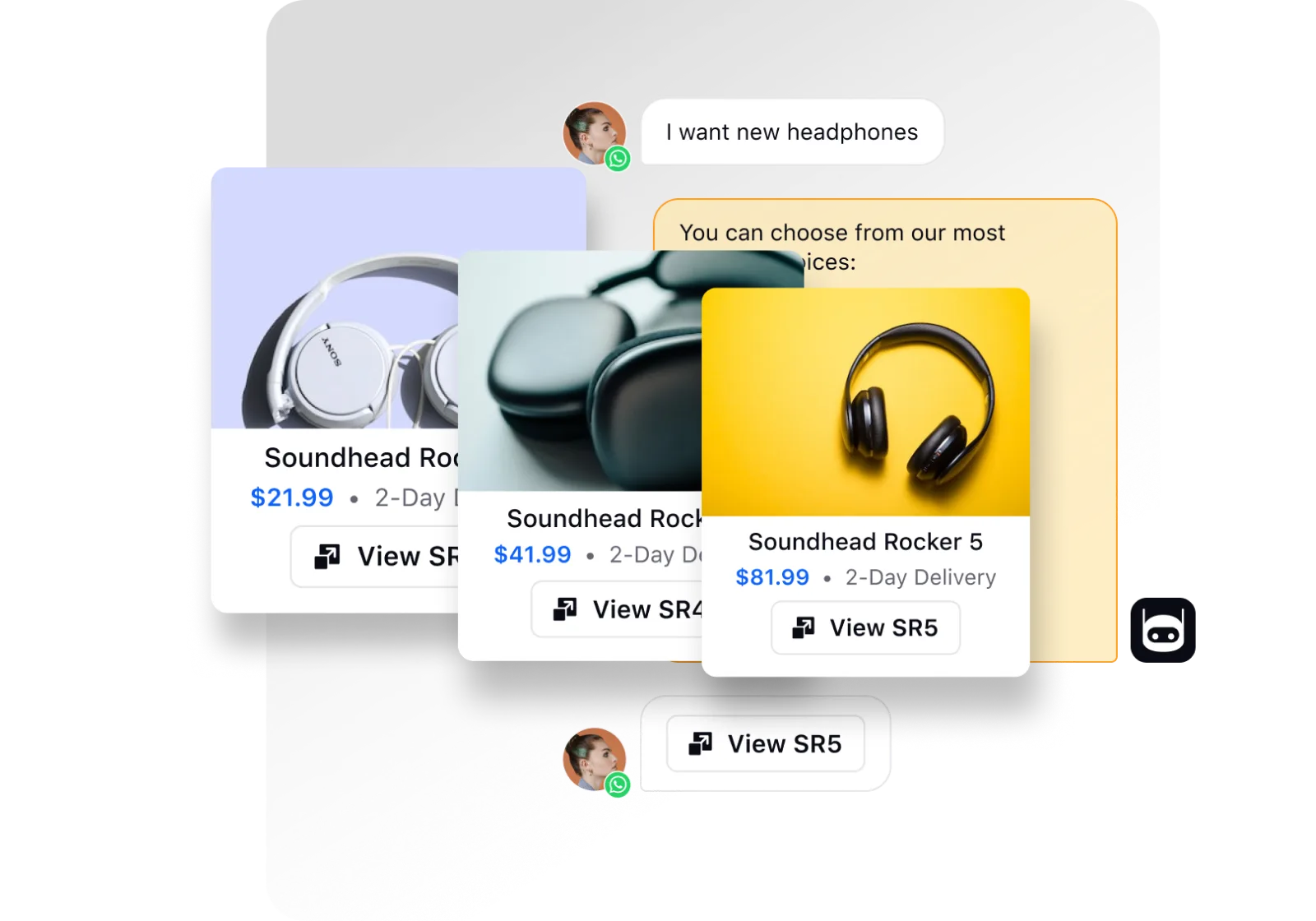 Product recommendations generated by conversational AI in Sprinklr Service