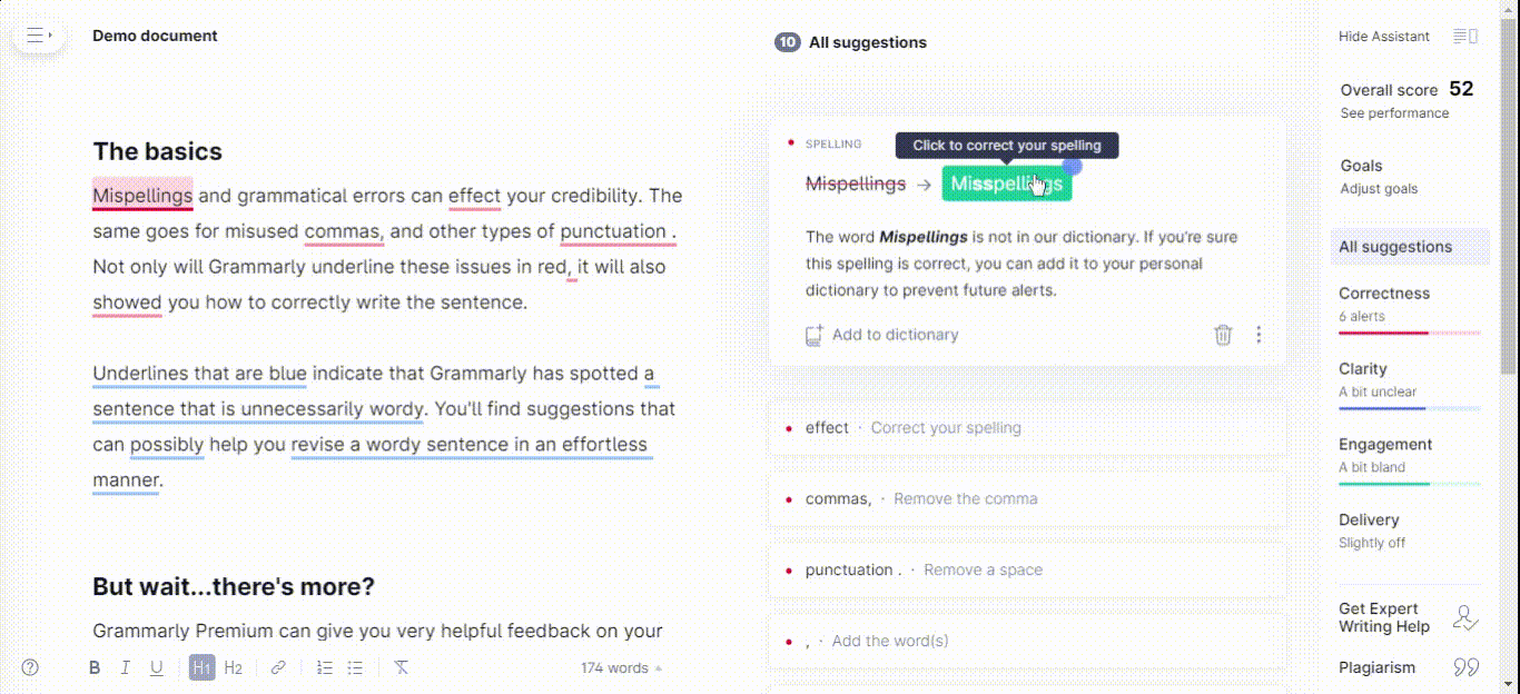 Interactive product walkthrough by Grammarly