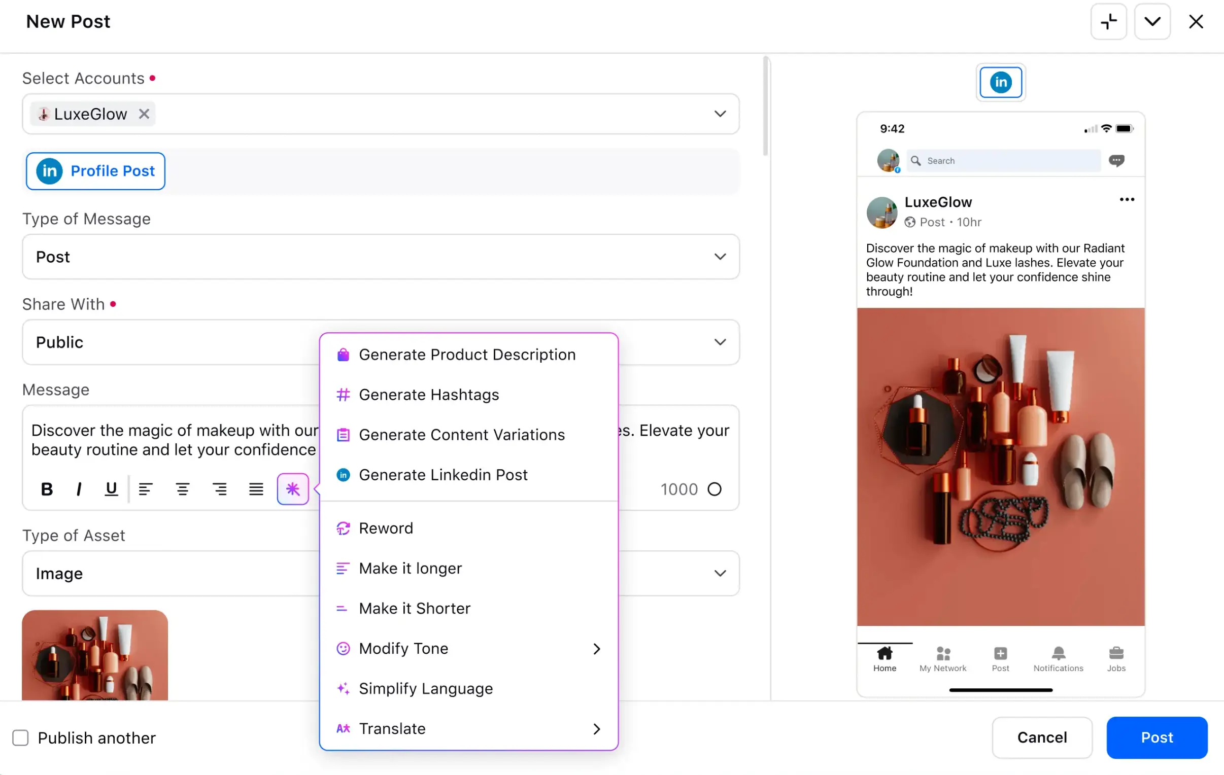 Sprinklr AI+ for social media management.