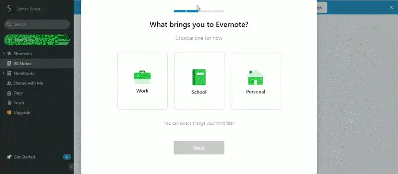 In-app guidance with Evernote