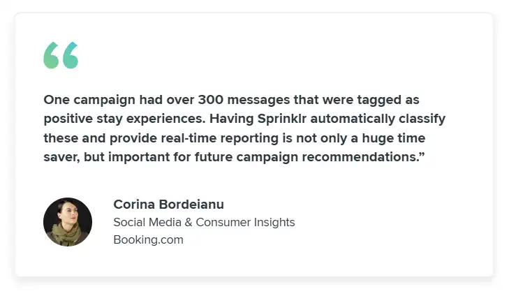 A feedback from Booking.com’s Social Media & Consumer Insights representative 