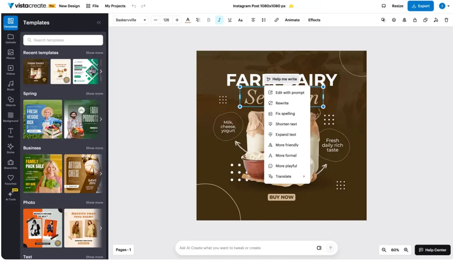 VistaCreate for content generation and editing.